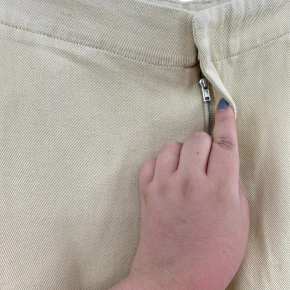 Zara Pants Full Length Turn‎ Up Baggy Wide Leg Butter Yellow Trouser Size Large - Picture 4 of 13